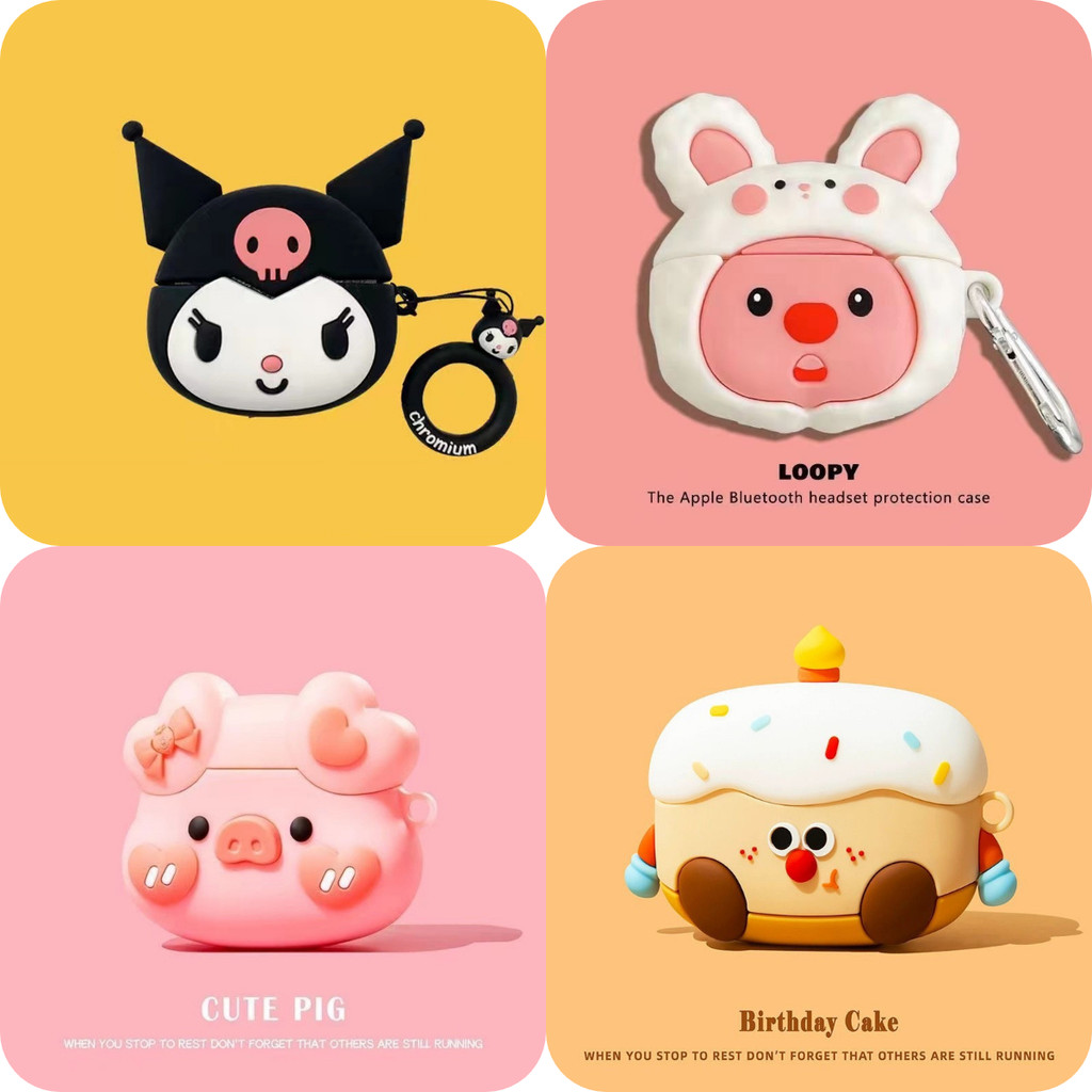 สําหรับ แอร์พอด ใช้ได้กับ: Airpods 4 3 2 1 Pro Pro 2 เคส Case มือโปร มือโปร 2 เคสหูฟัง ลายหมูเค้กน่ารัก