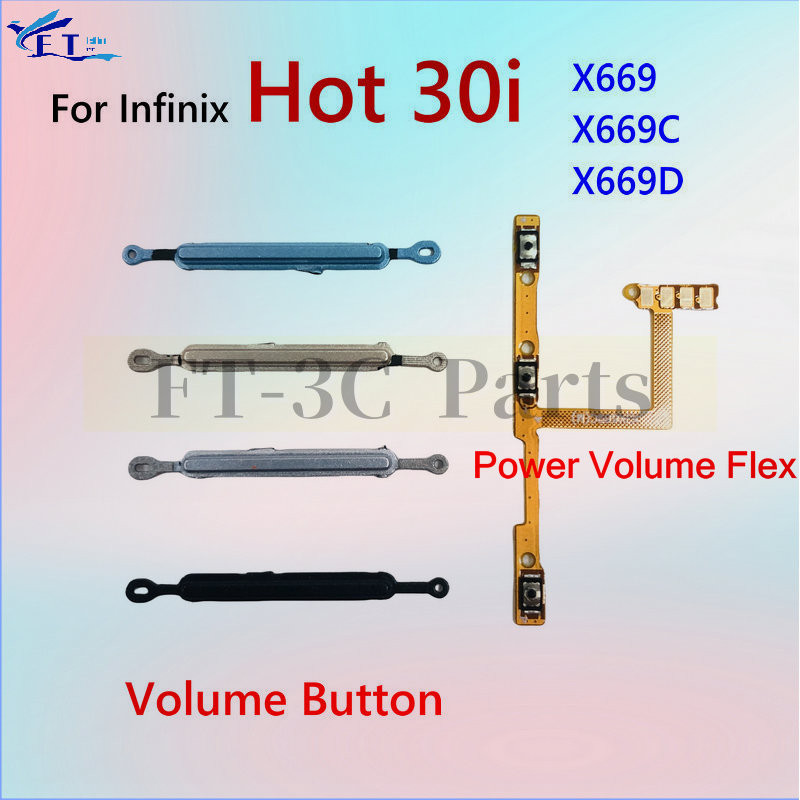 สําหรับ Infinix Hot 30i X669 X669C X669D ปุ่มปรับระดับเสียงด้านข้างปุ่มขึ้นลง Flex Cable อะไหล่