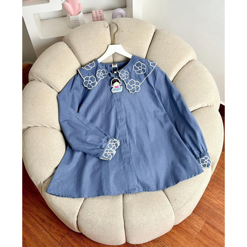 XAVIRO - ZFS BLOUSE GADIKA SAILOR MOON PREMIUM COLLAR MOTIF / CEYYA LINEN SHIRT / เสื้อผ้าวัสดุเบาสบ