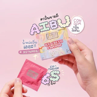 (ปิดชื่อสินค้าตอนส่ง) ถุงยางอนามัย AIBU อิบุ กลิ่นวนิลา ไอศกรีม มะม่วง หมากฝรั่ง บาง 0.03 กลิ่นหอมหวาน คนใหญ่ ไซส์ 52 56
