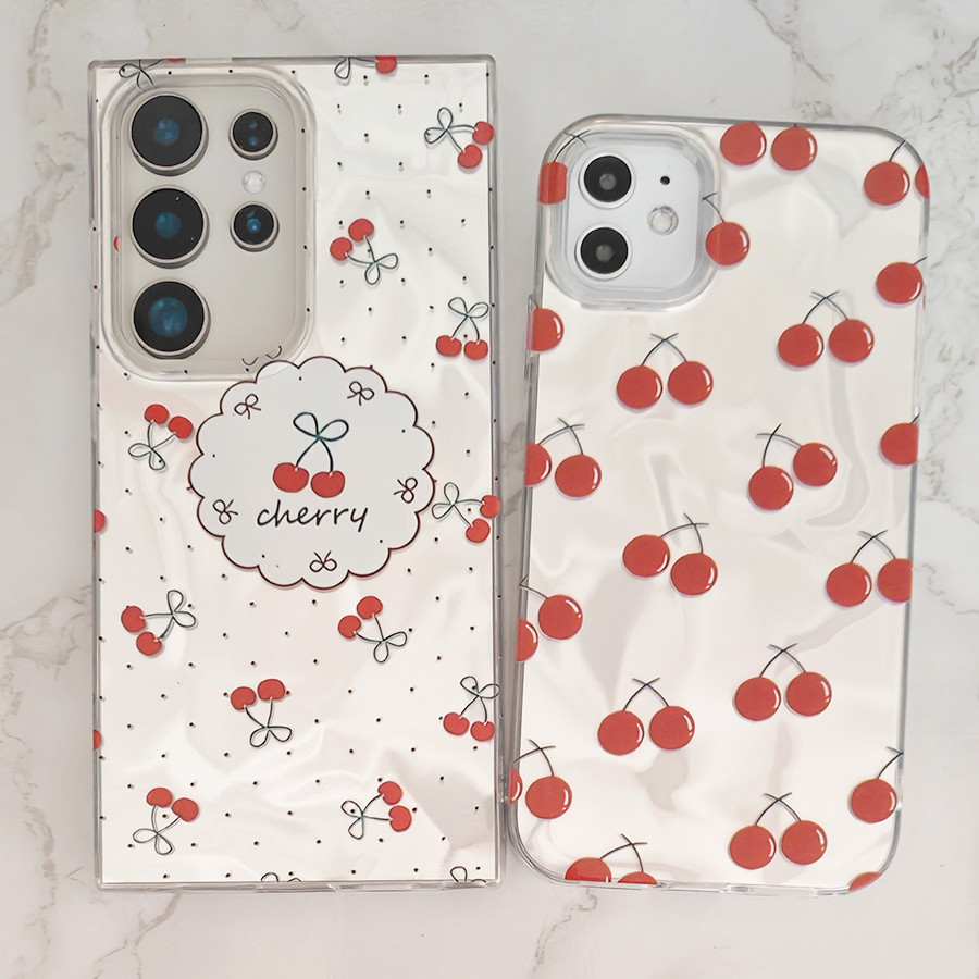 เคส OPPO Reno 13F 13 12F 12 11F 8T 8Z 7Z 6Z 10 11 8 6 5 7 PRO 4G 5G ปลอกน่ารักเชอร์รี่หรูหราระลอกกรณี