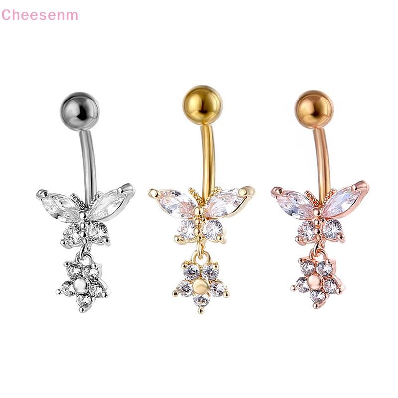 Cheesenm Zircon คริสตัลเจาะเหล็กผ่าตัด Navel เจาะ Belly ปุ่มแหวน TH