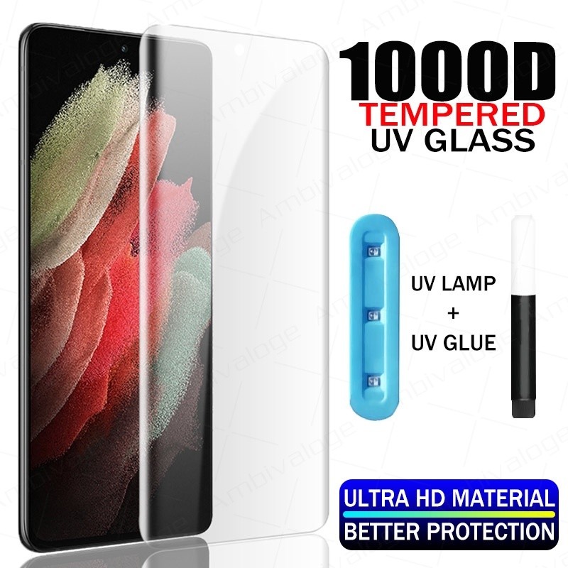 🔥 ฟิล์มกระจกกาว UV รุ่นใหม่ล่าสุด สําหรับ Samsung Galaxy S8 S9 S10 S20 S21 S22 S23 S24 S25 S26 Note 