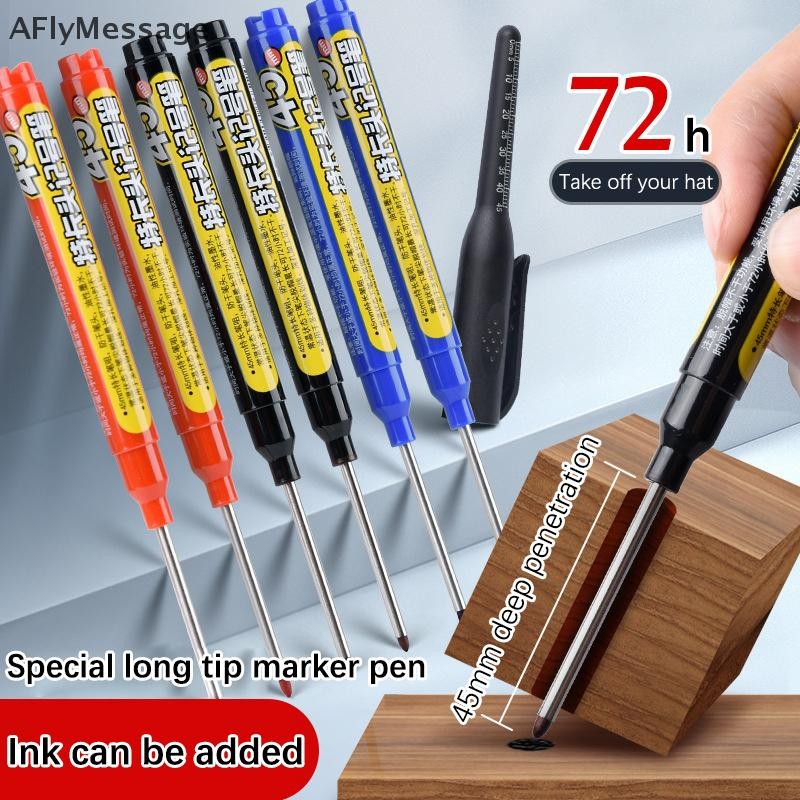 Afl 45 มม.รูลึกยาว Nib หัวเครื่องหมาย Deep Drill Hole ยาว Nib Sciber มัลติฟังก์ชั่เครื่องกลช่างไม้ที่มีสีสัน Marker ปากกา TH