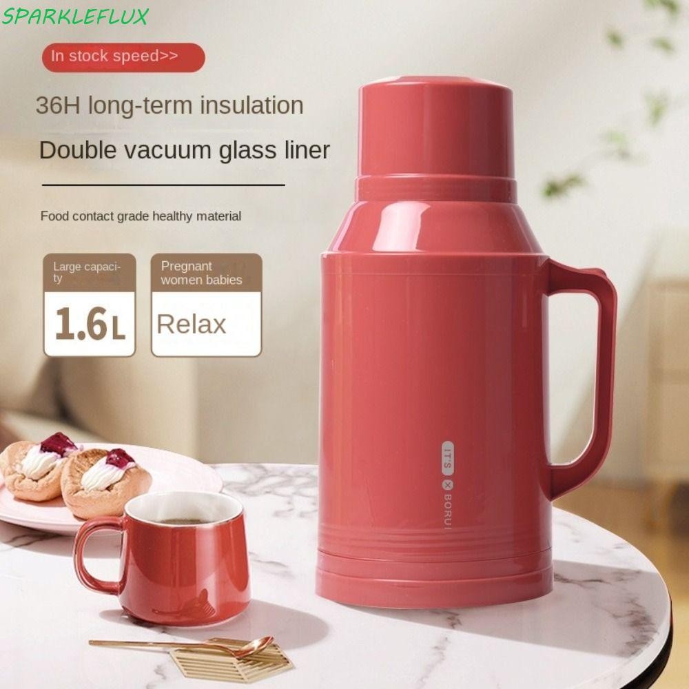 Sparklelux 1L/1.6L กาต้มน้ําร้อน,ขนาดใหญ่ความจุแก้วฉนวนกาต้มน้ําอุ่น,ขวดน้ํารั่วซึมให้อบอุ่น 1L/1.6L กระติกน้ําร้อนในครัวเรือน
