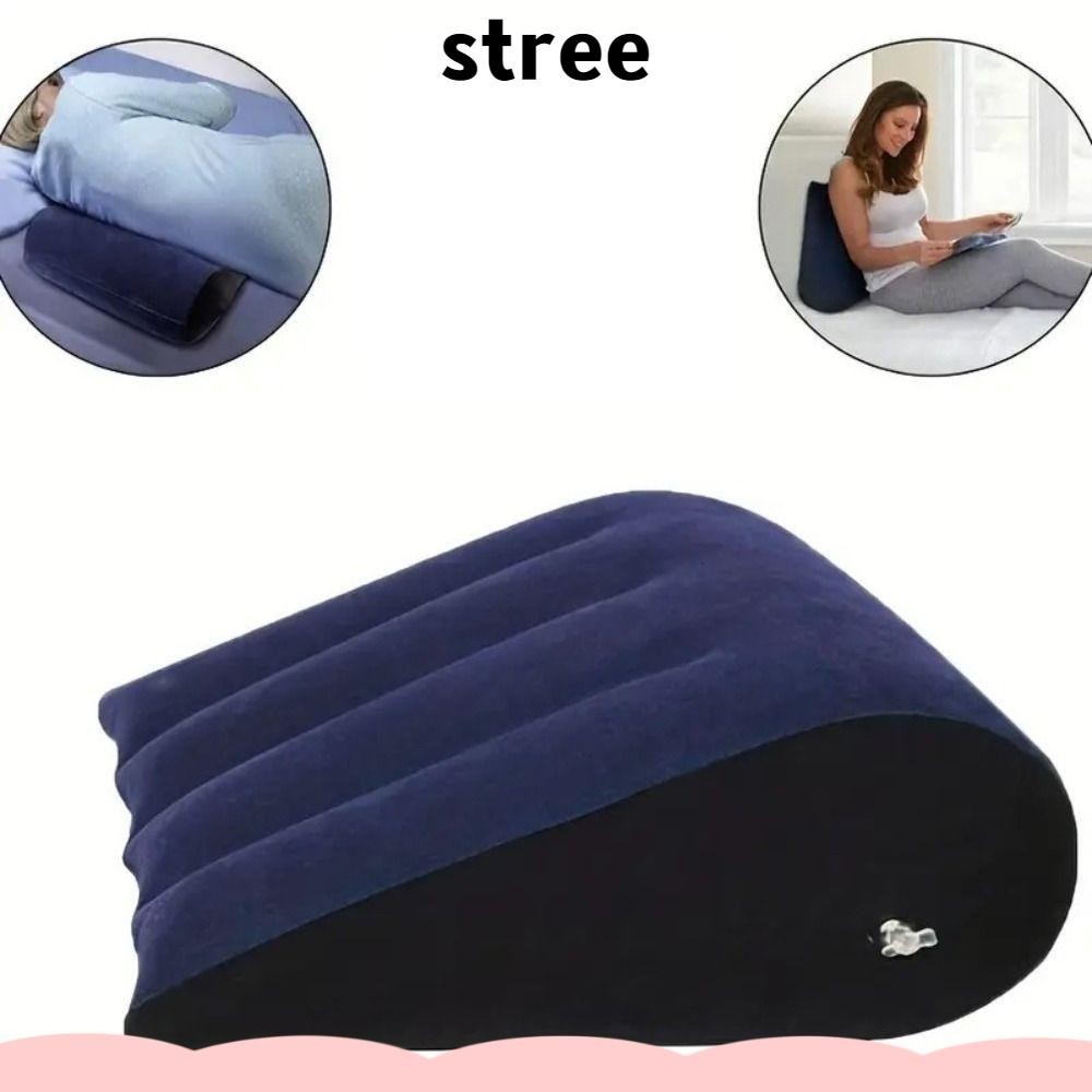 Stree หมอนซิลิโคน, สีฟ้า + สีดํา Inflatable Magic Cushion, ของขวัญคู่รัก PVC Flocking สามเหลี่ยมกระบอก Wedge Soft สามเหลี่ยม Pad Home