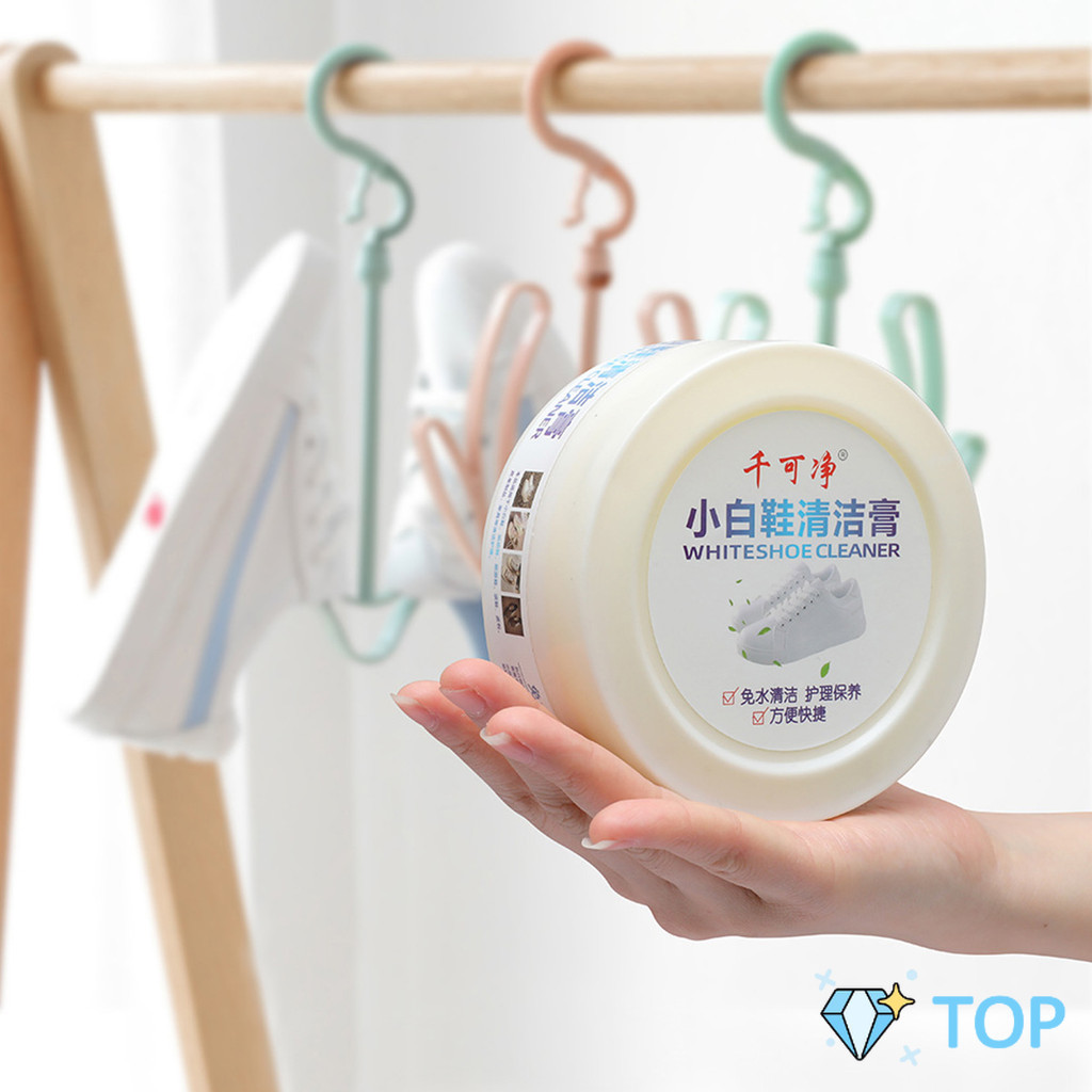 ครีมขัดรองเท้า 120g น้ำยาขัดรองเท้าขาว ไม่ต้องล้าง พร้อมฟองน้ำสำหรับขัด น้ำยาทำความสะอาด Shoe Cleaning Cream