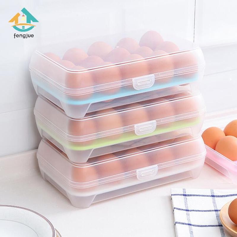 Fengjue 15-Grid กล่องเก็บไข่อุปกรณ์ครัวตู้เย็นกล่องไข่สด-เก็บกล่องถาด Multi-Layer พลาสติกองค์กร TH