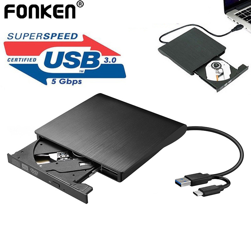 Fonken USB 3.0 Slim ภายนอก Dvd RW CD Writer ไดรฟ์ Burner Reader Player ไดรฟ์ออปติคัลสําหรับแล็ปท็อป 