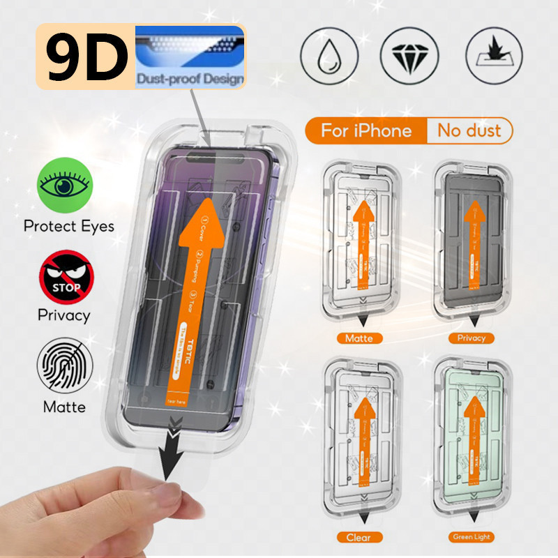 ฟิล์มกระจกนิรภัย ป้องกันฝุ่น ติดตั้งง่าย สําหรับ iPhone Air 17 Pro Max 16E 15 Plus 14 Pro 13 12 11 Xs Max XR 6S 7 8Plus SE