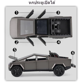 TESLA CYBERTRUCK 1:32 รถยนต์โมเดลโลหะ รถกระบะเทสลาจำลอง ของเล่นเด็กที่มีเสียงและแสงพร้อมแรงดึงกลับ