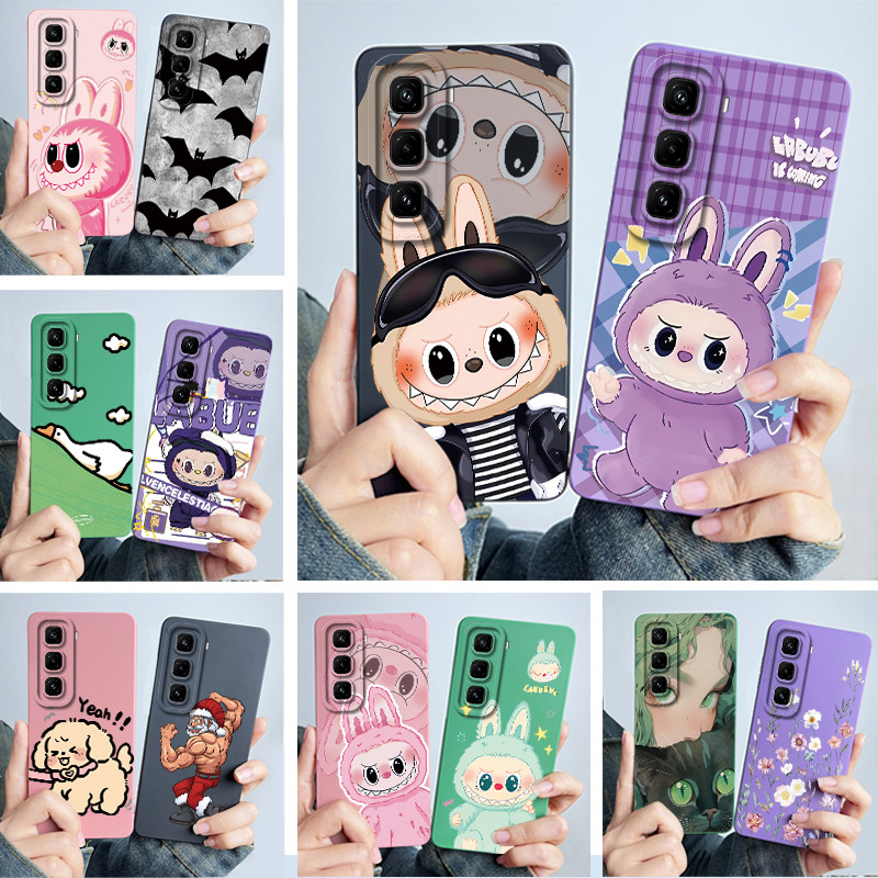 ออกแบบใหม่สําหรับ Infinix Hot 50 Pro Plus 4G การ์ตูนน่ารัก Labubu Liquid ซิลิโคนป้องกัน Soft TPU ฝาครอบโทรศัพท์สําหรับ InfinixHot50Pro 50Pro + Ultrathin กรณี