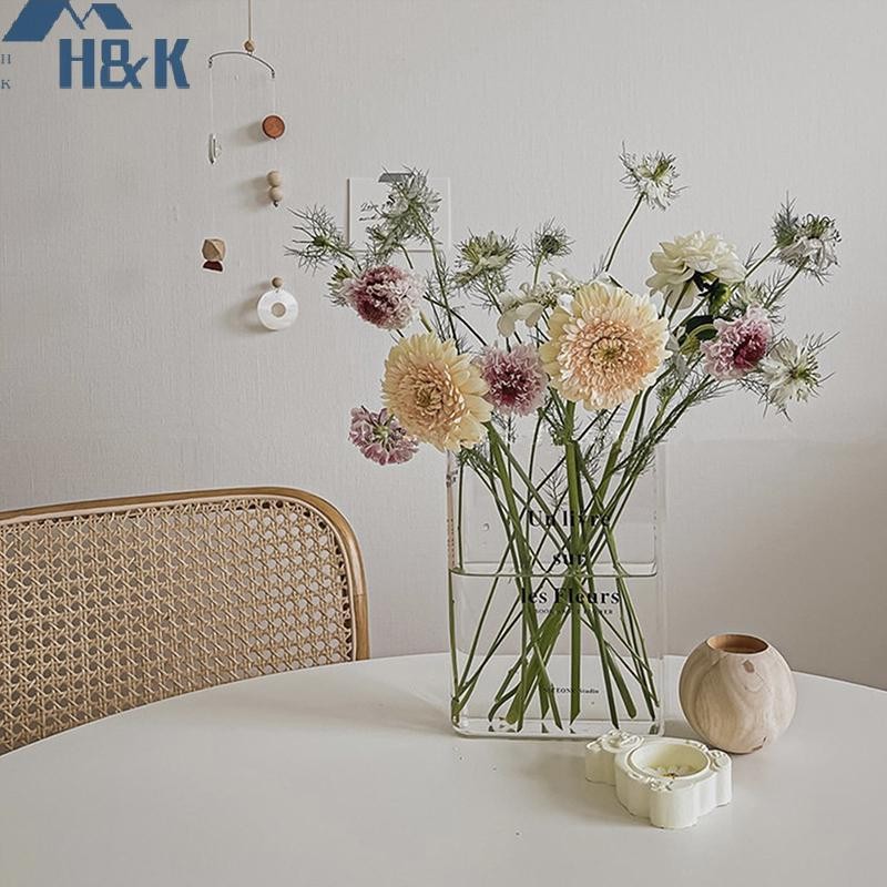 [H&K Apr] Book แจกันอะคริลิคใสหนังสือแจกันสําหรับดอกไม้ INS แจกันตารางตกแต่งบ้าน Hydroponic Desktop การจัดดอกไม้ {th}