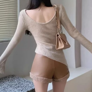 ฤดูใบไม้ผลิฤดูร้อนหนัง PU Lamb Wool Splicing กางเกงขาสั้นสําหรับผู้หญิงสไตล์เกาหลีเอวสูงอเนกประสงค์สีทึบ A-line กางเกงขากว้าง