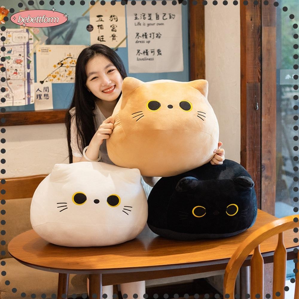 BEBETTKISS Cuddly หมอนเบาะตุ๊กตา,การ์ตูนหัวแมว 10/30 ซม.แมวดําหมอนตุ๊กตา,นุ่ม Plushie ตุ๊กตาของเล่นสาว