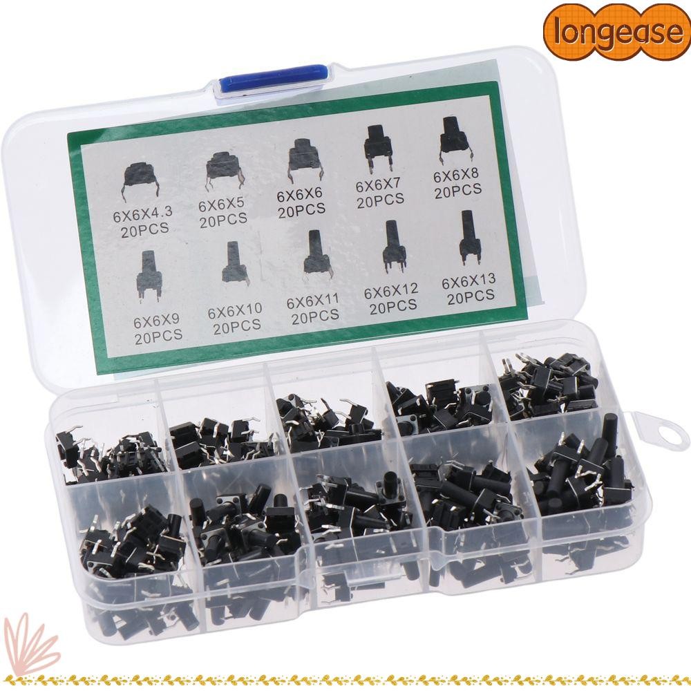 LONGE 200 ชิ้น Micro Momentary Switch, 4 ขา 6x6 มม.ปุ่มกดสัมผัส, สวิตช์สัมผัสขนาดเล็กที่ใช้งานได้จริง Breadboard Arduino PCB