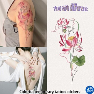 ดอกบัวสะท้อนรูปแบบสาวเซ็กซี่กลับพืชสักกันน้ําสักสติกเกอร์ผู้…