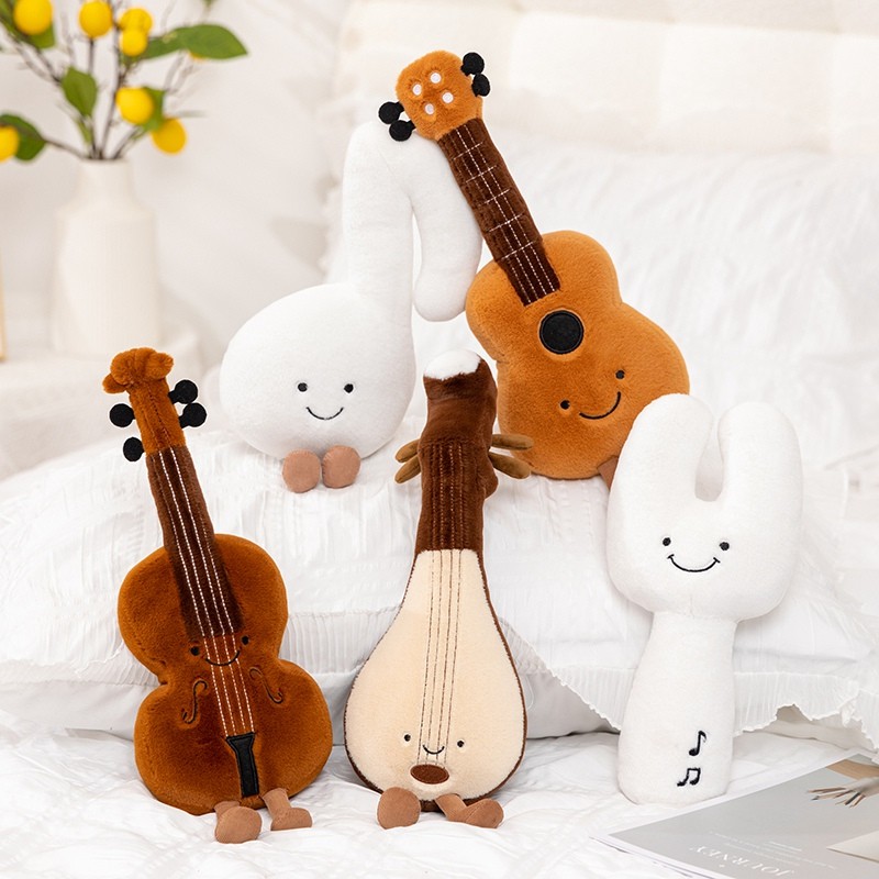 น่ารักดนตรีของเล่นตุ๊กตานุ่มไวโอลิน30เซนติเมตรกีตาร์ ปิปา การปรับแต่งส้อมหมายเหตุยัดตุ๊กตาของขวัญสําหรับเด็กเพลงคนรักตกแต่งบ้าน