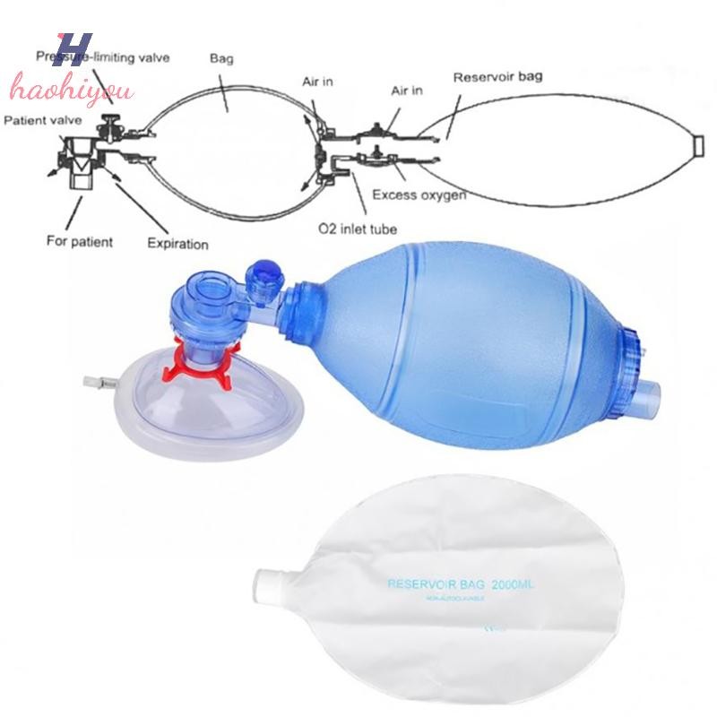 <haohiyou> Simple Self-help Manual Resuscitator Oxygen Tube Reservoir Bag Ambu Bag กระเป๋า PVC