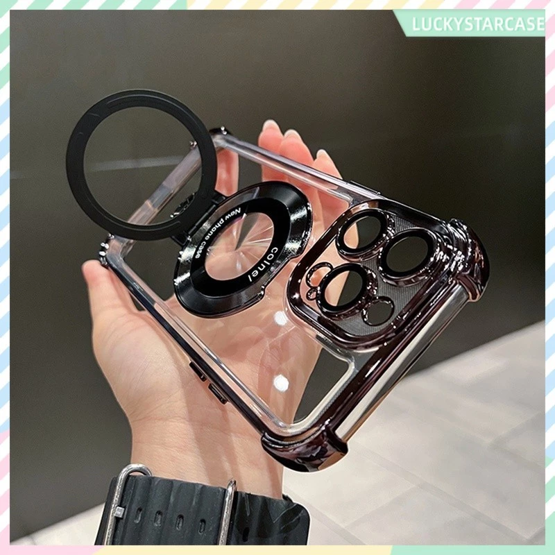 เคสไอโฟนหรูหราไฮโซ พร้อมที่ตั้งวางแม่เหล็ก For iPhone11 12 13 14 15 16 Pro max X XS XR 7 8 16 plus เคส เคสโทรศัพท์มือถือ