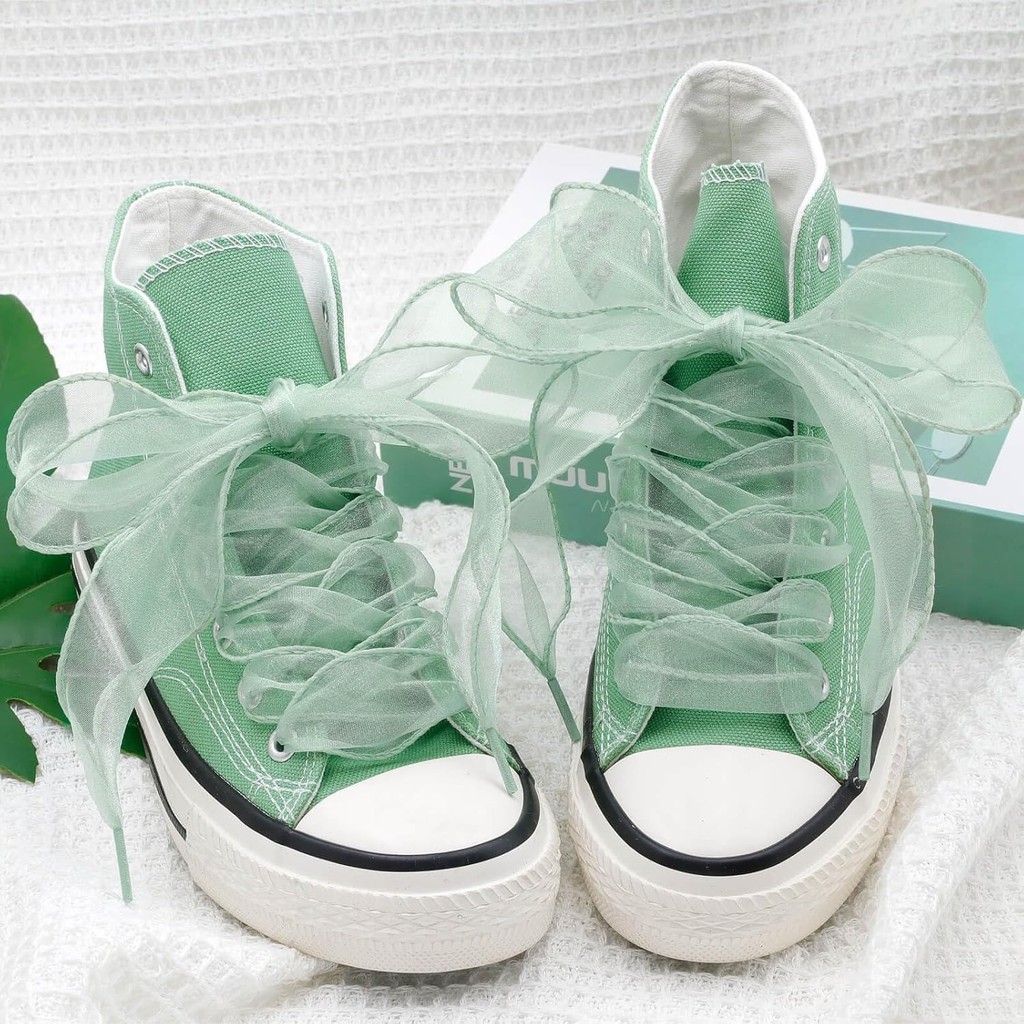 1 คู่แบน Sheer รองเท้า Laces กว้าง 4 ซม.แฟชั่นเส้นด้ายหิมะ Shoelaces ลูกไม้แฟนซี Shoelace สําหรับผู้หญิงสาวรองเท้าอุปกรณ์เสริม - รูปที่ 3