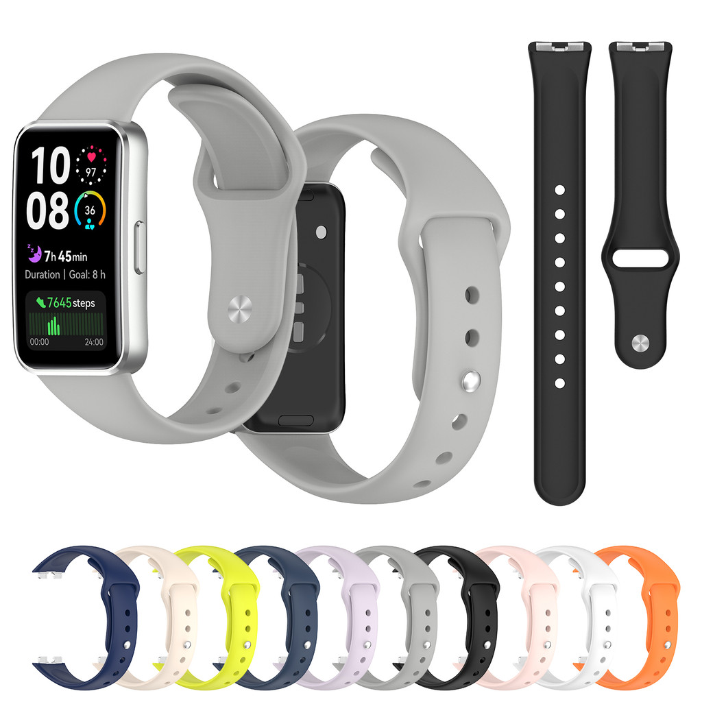 สายรัดซิลิโคนสําหรับเล่นกีฬาสําหรับ Huawei band 8 9 10 เอ็นเอฟซี สร้อยข้อมือกันน้ําสายรัดข้อมือ