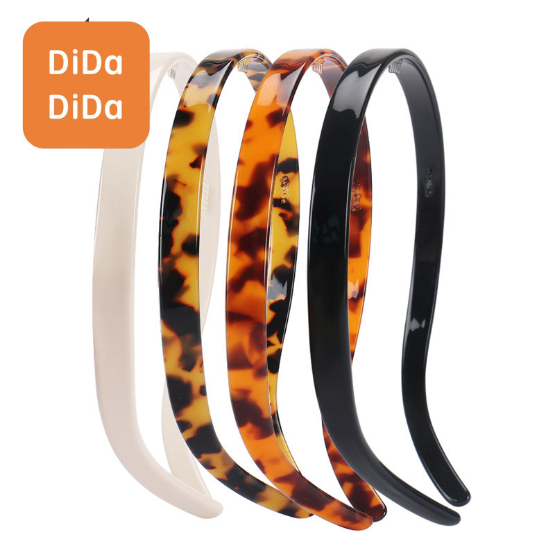 DIDA DIDA ที่คาดผมแว่นตาสไตล์ย้อนยุค ลายเสือดาว แบบแคบ วัสดุอะซิเตท กันลื่น ไม่กดหัว เหมาะล้างหน้า ประจำวัน