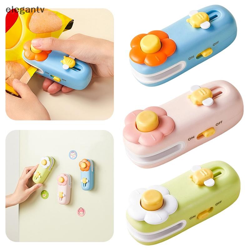 EGN เครื่องซีลขนมเครื่องซีลตู้เย็นแม่เหล็ก Mini Compact Refillable Bag Sealer พร้อมเครื่องตัดสําหรับขนมและอาหารพลาสติก N
