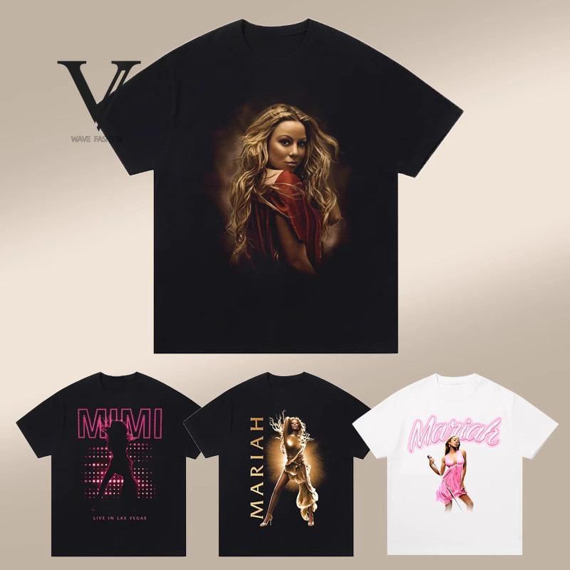 Mar mariah carey mariah Cary Concert เสื้อผ้าสไตล์เดียวกันเสื้อยืดแขนสั้นผ้าฝ้ายแท้