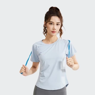 เสื้อออกกำลังกายผู้หญิง เสื้อโยคะ เสื้อยืดเล่นกีฬา ผ้านิ่ม ระบายอากาศได้ดี Sport กลางแจ้ง วิ่ง