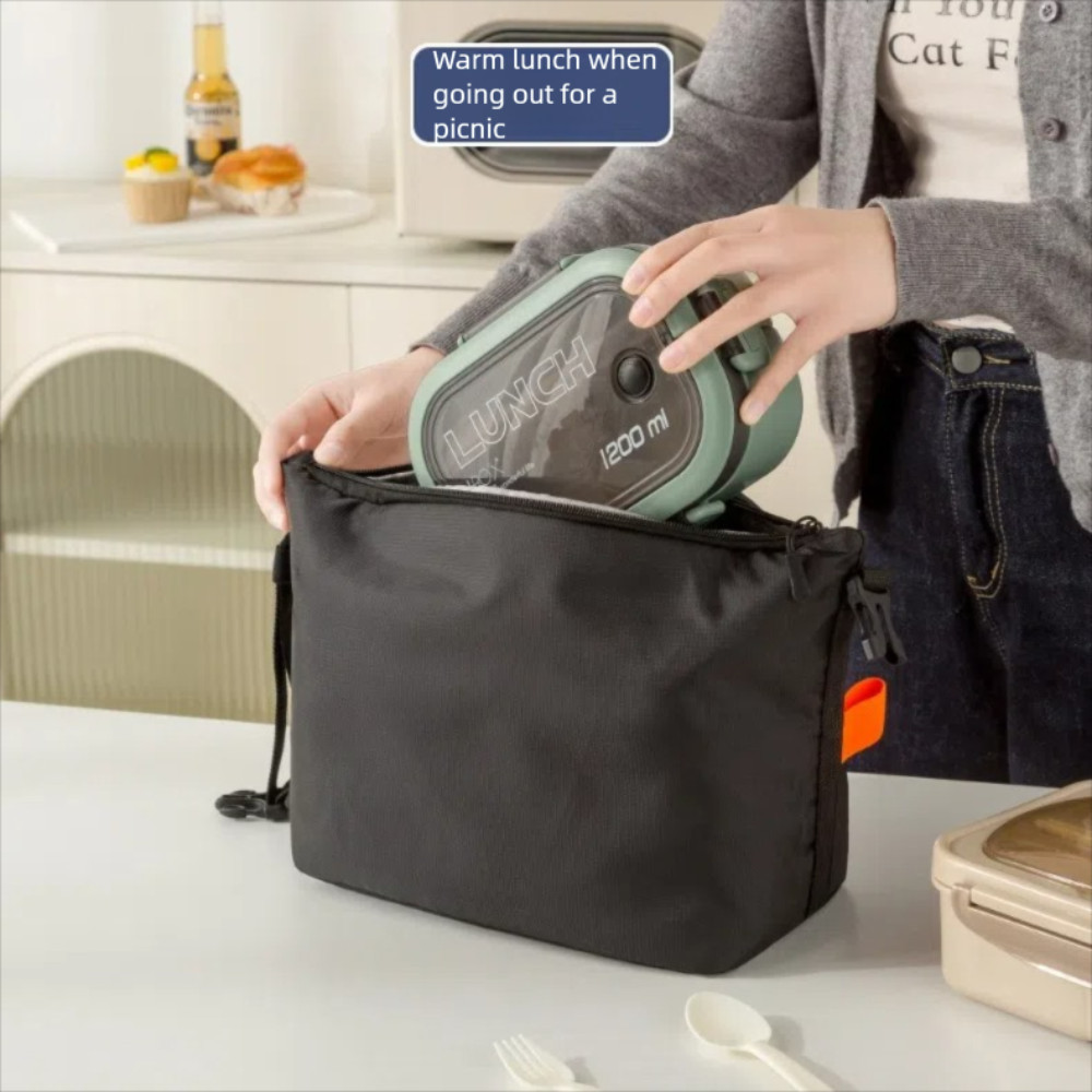 กระเป๋าหุ้มฉนวนคีย์อูลความจุขนาดใหญ่ออกแบบที่เรียบง่ายกล่องอาหารกลางวันกระเป๋าแบบพกพามือแบกถุงเก็บพับเก็บได้นักเรียน - รูปที่ 5