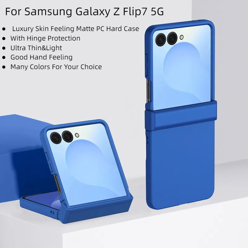 SAMSUNG สําหรับSamsung Galaxy Z Flip3 Flip4 Flip5 Flip6 Flip7 กรณีหรูหราผิวรู้สึกบานพับป้องกันPC Hard Flipฝาครอบโทรศัพท์ปลอกสําหรับSamsung Galaxy Z Flip 7 6 5 4 3 5G