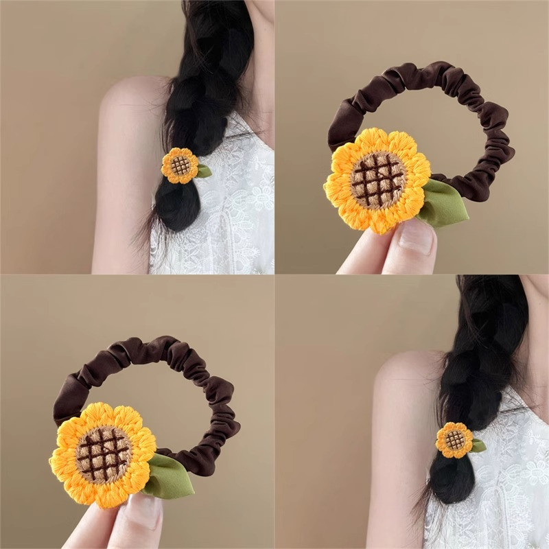 Elastic Sunflower Hair Ties เชือกผม Scrunchies ยางผมหางม้าอุปกรณ์เสริมผม
