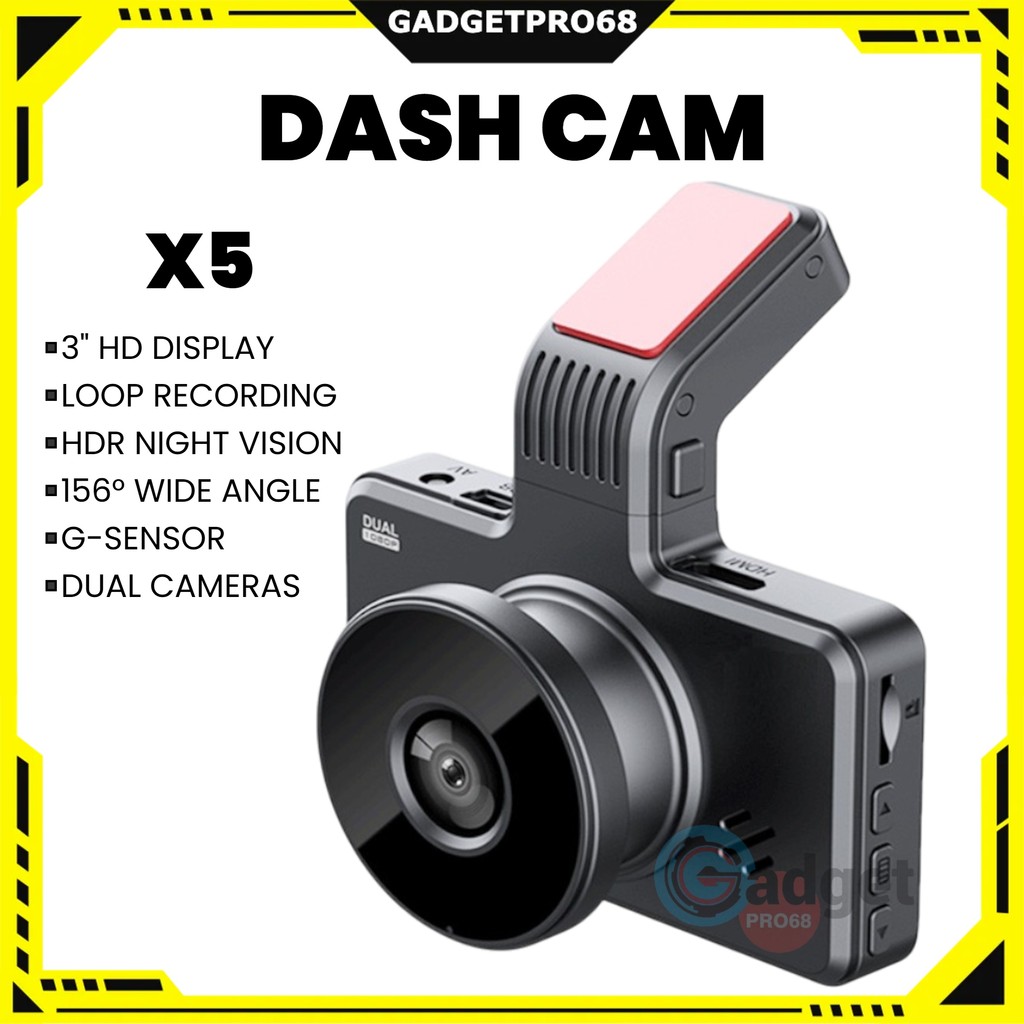 3 นิ้วรถบันทึก X5 Dash Cam 1440P เลนส์คู่ Full HD เครื่องบันทึกการขับขี่ Night Vision DVR ที่จอดรถ M