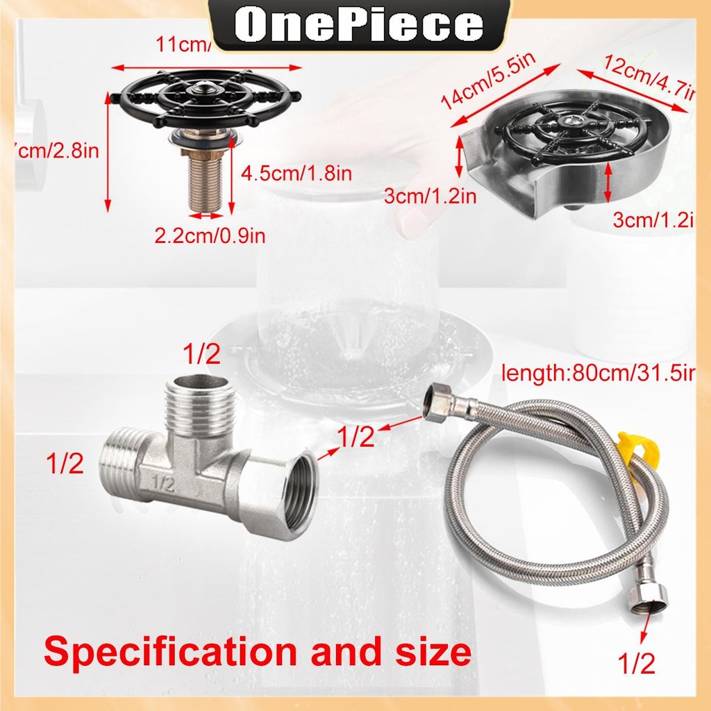 ก๊อกน้ําอัตโนมัติแก้ว เครื่องล้าง สแตนเลสโลหะขวดเครื่องซักผ้าที่มีทีเชื่อมต่อและท่อน้ําถ้วยกาแฟทําความสะอาดเครื่องมือ - รูปที่ 4