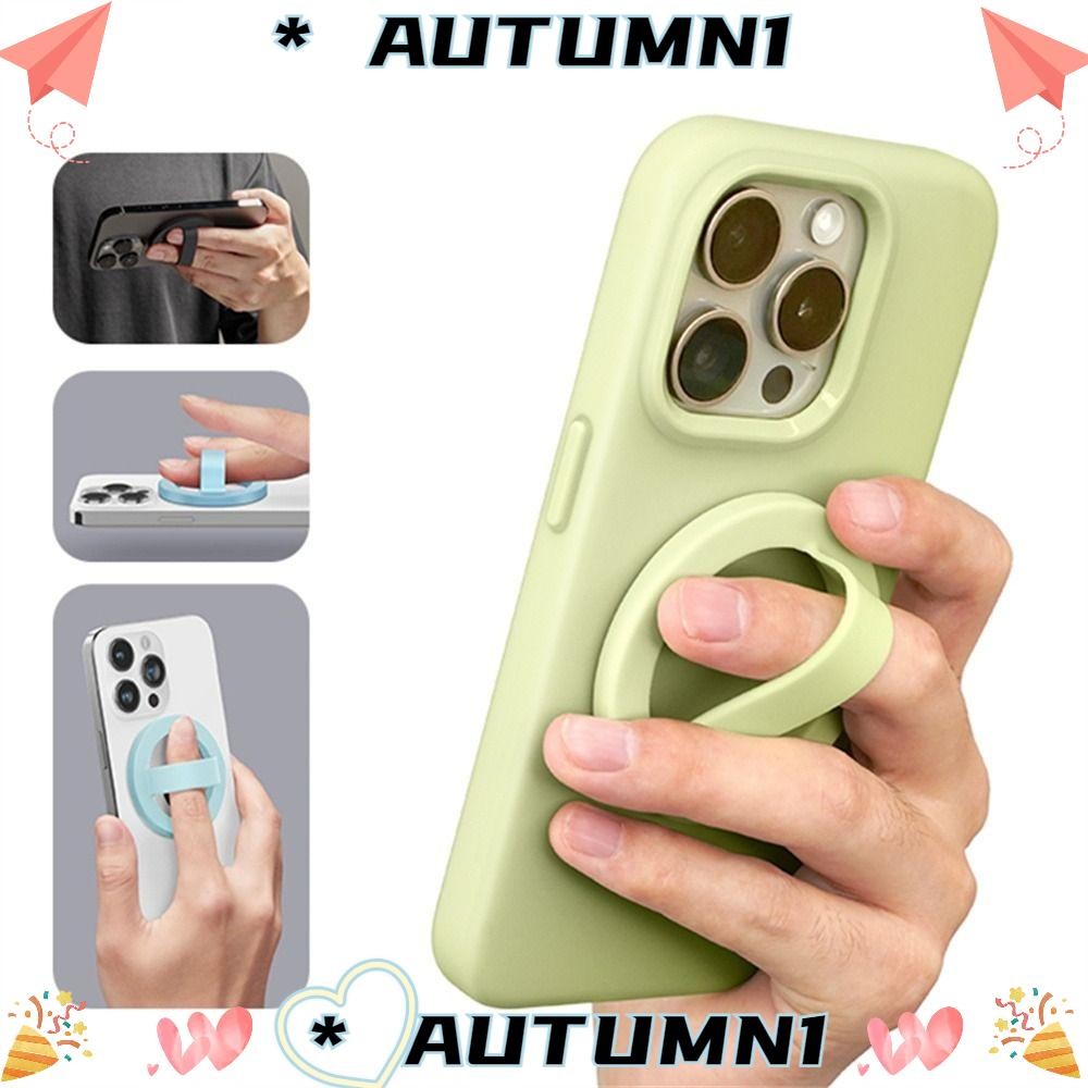 AUTUMN1 Magnetic Phone Back Grip, สําหรับ Magsafe Anti-fall Finger Ring Holder, แบบพกพาซิลิโคนเหลว Creative Strong การดูดซับโทรศัพท์ Mount Universal