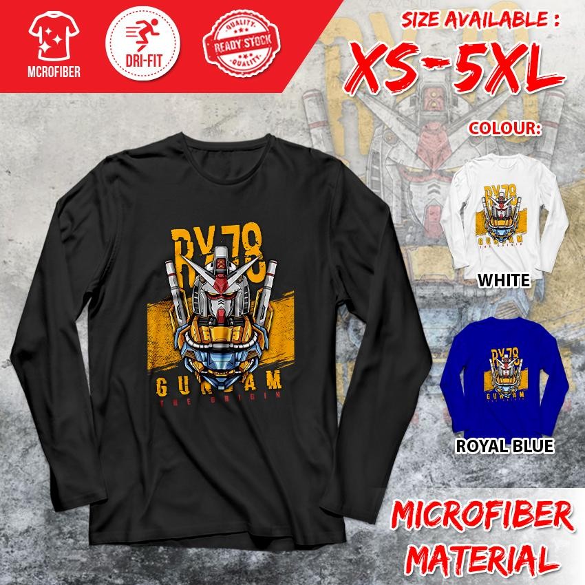 GUNDAM Exia Barbatos Ariel การ์ตูน Dri-Fit XS-5XL โพลีเอสเตอร์ไมโครไฟเบอร์แขนยาว Baju เสื้อยืด GDV2-