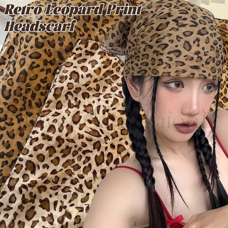ผู้หญิงเสือดาวพิมพ์ Headscarf - แฟชั่น Retro Elagant - ยุโรปอเมริกันคอ Kerchief - Travel Photo Bandana Turban - ยอดนิยม Headwear