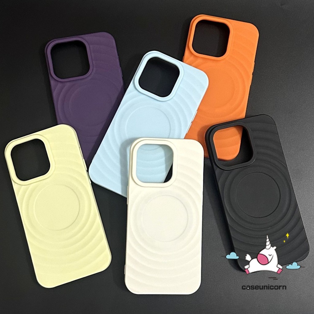 Simple Luxury Candy สีทึบคู่สําหรับ IPhone 11 16 15 13 12 14 Pro Max XR 16 15 14 Plus X XS Max Glossy ป้องกัน Wave คลาสสิกแม่เหล็ก Attraction ชาร์จกรณี