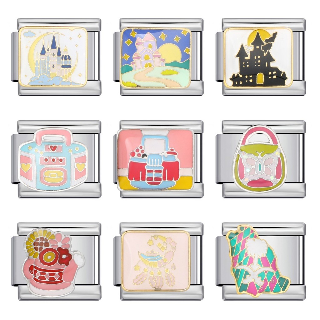 Fairy Tale ปราสาทอิตาเลี่ยน Modular สร้อยข้อมือไทเทเนียมเหล็กเชื่อมชุบทองหยดน้ํามันการ์ตูน DIY Splicing สร้อยข้อมืออุปกรณ์เสริม