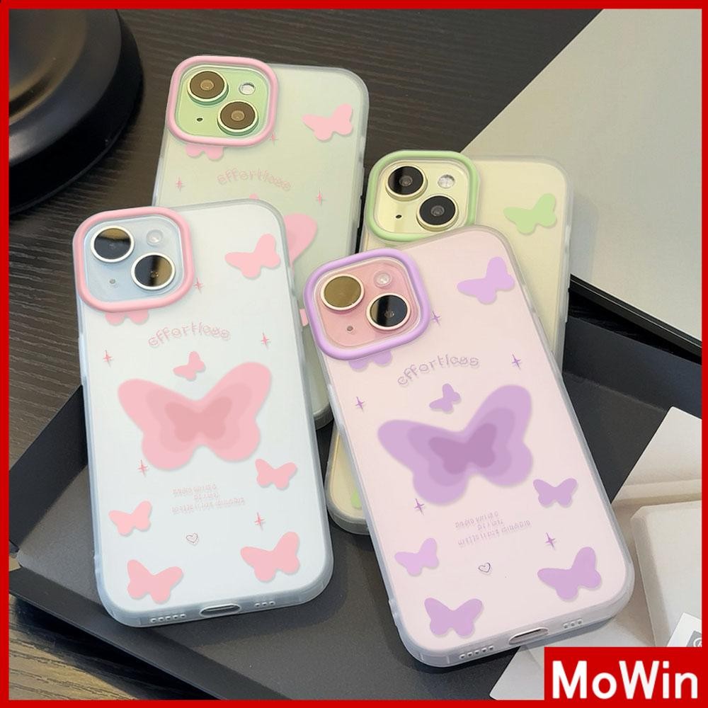 Movin - เคสใส iPhone16 11 Pro Max iPhone เคส TPU นิ่มป้องกันรอยนิ้วมือแบบด้าน ผีเสื้อหลากสีสันสวยงาม Compatible With iPhone15 Pro max iPhone14 13 12 Pro max XS XR 7 8 Plus