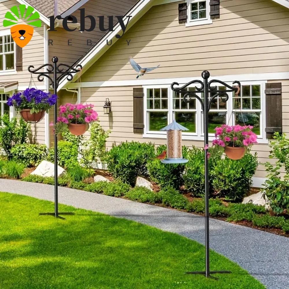 ซื้อซ้ํา ตะขอโลหะเชพเพิร์ด,โลหะสีดําแขวนตะกร้าตะขอ,กระถางดอกไม้สนับสนุนปรับสภาพอากาศทนมัลติฟังก์ชั่ตะขอพืชในร่มกลางแจ้ง