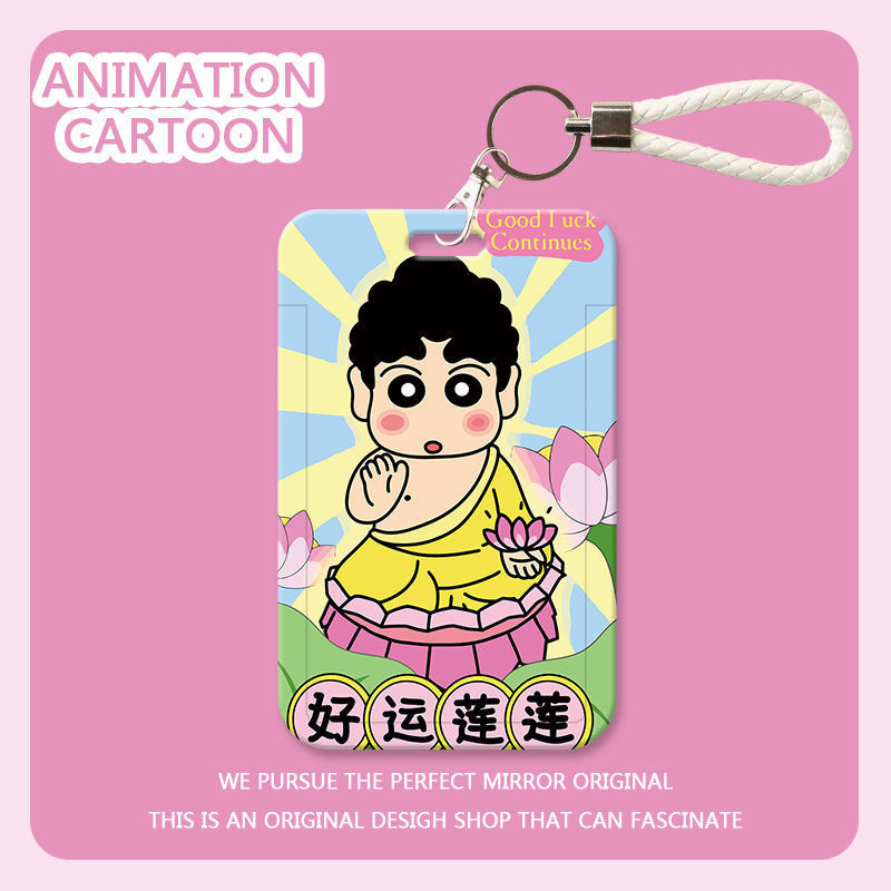 ใหม่ Crayon Shin-chan ID Card Holder คู่การ์ดรุ่น Access Control ผู้ถือ ID นักเรียน Bus Meal Card ป้ายพลาสติกการ์ดป้องกันกรณี