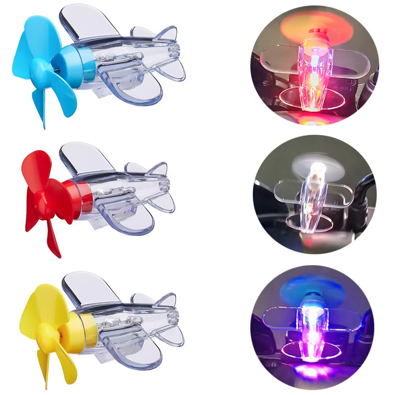 เครื่องประดับเครื่องบิน LED ขับเคลื่อนด้วยลมสําหรับรถจักรยานยนต์แฮนด์บาร์กระจกมองหลังรถยนต์ในเวลากลางคืนไฟ LED หมุนตกแต่ง