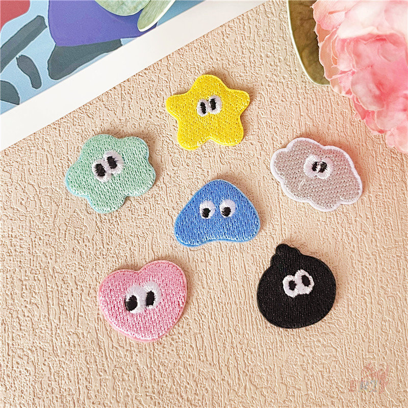 ✿ Star / Flower / Cloud / Heart / Onigiri - แผ่นแปะสติ๊กเกอร์มีกาวในตัวสีมาการอง ✿ 1 ชิ้น DIY เย็บบนเหล็กบนป้ายเสื้อผ้าเย็บปักถักร้อย