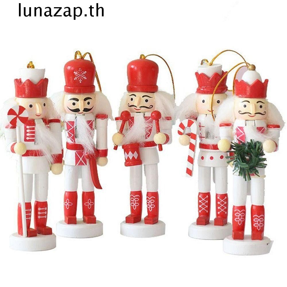 Lunazap 5PCS Christmas Nutcracker, 13 ซม.ทาสีทหารตุ๊กตา, Advent Supplies หัตถกรรม Vintage ฤดูหนาว Handcraft ตุ๊กตาเครื่องประดับบ้าน
