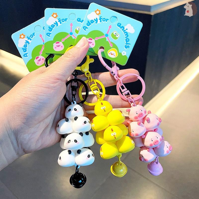 [IN] การ์ตูนสัตว์ Panda Chick Key Chain PVC หมูน่ารักสัตว์เลี้ยง Paradise พวงกุญแจกระเป๋าเป้สะพายหลังจี้พวงกุญแจสําหรับเด็กผู้หญิงของขวัญ TH