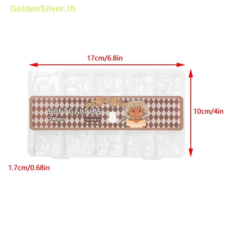 Goldensilver 240 ชิ้น/กล่องเล็บเคล็ดลับอุปกรณ์,คลุมทั้งหมดเล็บปลอมเคล็ดลับสําหรับเล็บอะคริลิคเจล,สั้นพิเศษอัลมอนด์เล็บเคล็ดลับสแควร์ขนาดกลาง TH - รูปที่ 3