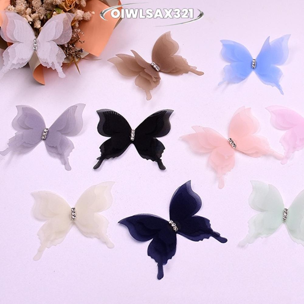 Oiwlsax321 20pcs ผ้า Organza ผีเสื้อ Appliques, Gradient สีชีฟองผีเสื้อ, โปร่งแสง 5 ซม. Dreamy DIY เย็บหัตถกรรมตกแต่งเสื้อผ้าออกแบบวัสดุ