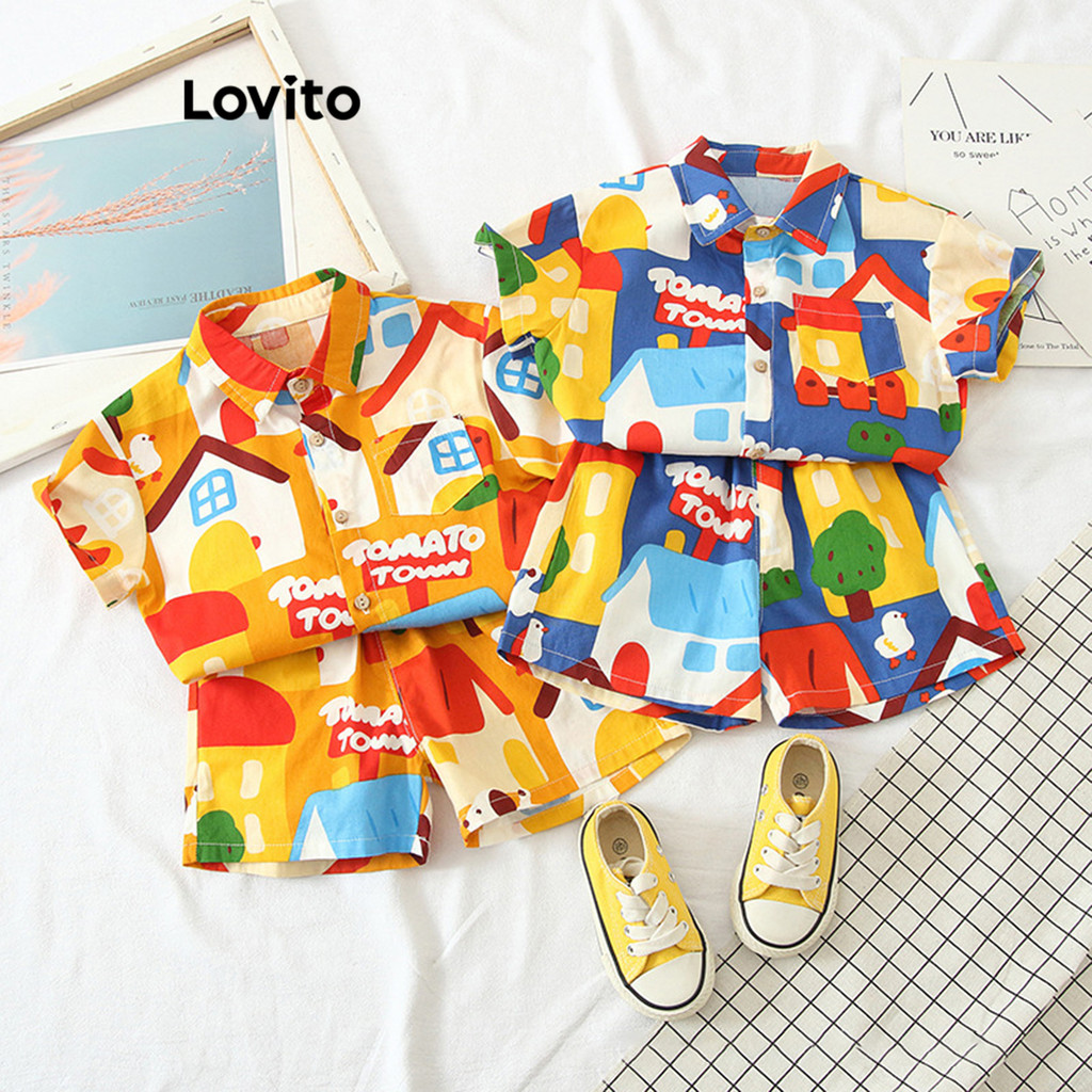 Lovito กางเกงยีนส์ระบายสีพื้นลำลอง LNA78035